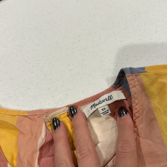 Madewell Button-Back Tie Tee in Sherbet Stripe Antique Coral - Picture 4 of 8